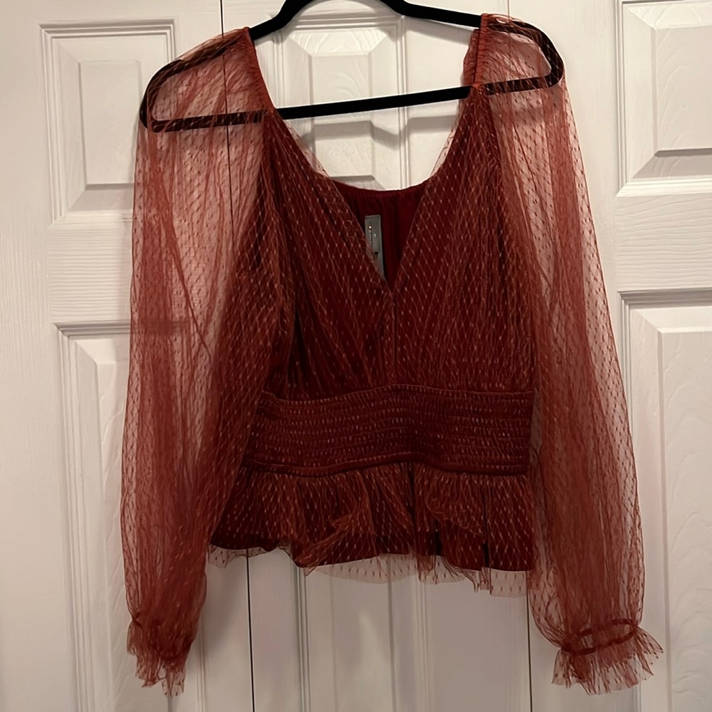 Cranberry red Anthropologie blouse XL